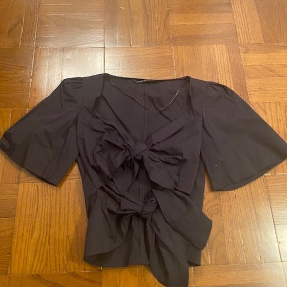 Black Zara Tie Crop Top - Picture 2 of 6